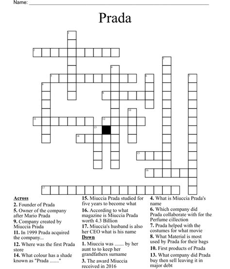 italian designer prada crossword clue|PRADA .